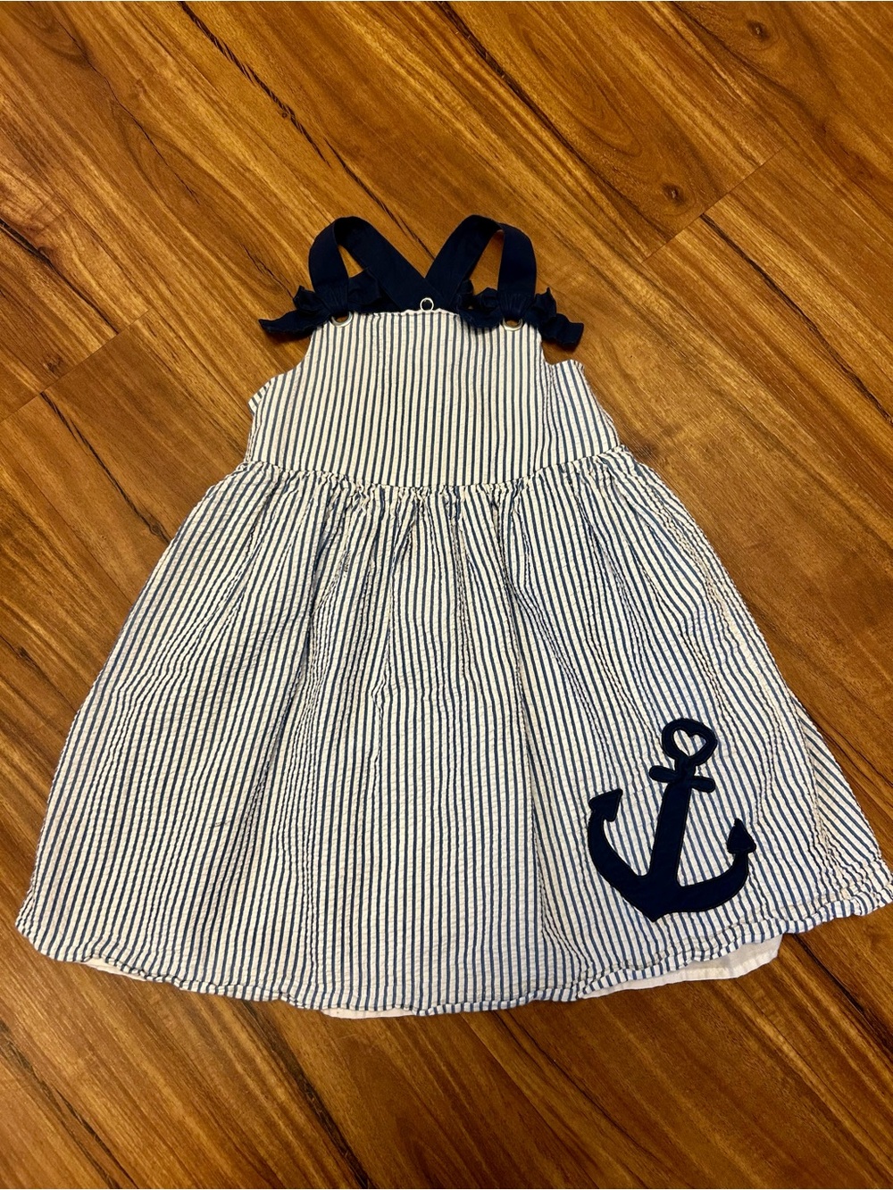 Tahari Navy & White Striped Sundress with Anchor Applique